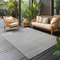 Carpettex Outdoor Teppich wetterfest, Wohnzimmer, Schlafzimmer, Garten, Balkon, Kurzflor Hoch Tief, weich & waschbar, Größe: 120 x 170 cm, Farbe: Silber-1