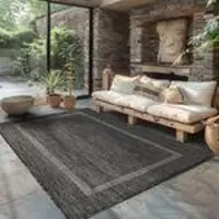 Carpettex Outdoor Teppich Einfarbig Wetterfest Terasse Balkon Garten Küchenteppich Flachgewebe Sisal Optik, Größe: 200 x 290 cm, Farbe: Schwarz