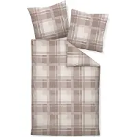 Traumschloss Premium Flanell Bettwäsche - kariert, natur, flieder 135 x 200 cm kariert, natur, flieder