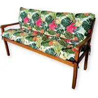 4L Textil Gartenbankauflage Sitzkissen und Rückenkissen Hollywoodschaukel Auflage (150x50x50 cm, Blumen Grün)