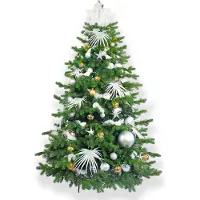 LAALU Geschmückter künstlicher weihnachtsbaum mit 133 Stk Kugeln POLAR GOLD II 210 cm mit Metallständer