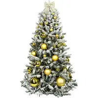 LAALU Geschmückter künstlicher Weihnachtsbaum mit 73 Ornamenten GOLDEN CHRISTMAS 180 cm Baum mit Ständer und Weihnachtsornamenten