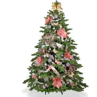 LAALU Geschmückter künstlicher weihnachtsbaum mit 89 Stk Kugeln NOBLESA 210 cm mit Metallständer