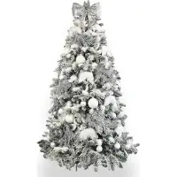 LAALU Geschmückter künstlicher weihnachtsbaum mit 90 Stk Kugeln SCHNEEKÖNIGIN 150 cm mit Metallständer