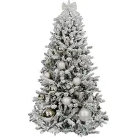LAALU Geschmückter künstlicher Weihnachtsbaum mit 85 Ornamenten SILVER CHRISTMAS 270 cm Baum mit Ständer und Weihnachtsornamenten