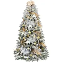 LAALU Künstlicher Weihnachtsbaum 150 cm, SAMTELEGANZ II, mit 132-teiligem Weihnachtsbaumschmuck, inkl. Metallständer und Aufbewahrungsbox