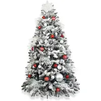 LAALU Geschmückter künstlicher weihnachtsbaum mit 133 Stk Kugeln POLAR ROT 180 cm mit Metallständer