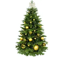 LAALU Geschmückter künstlicher Weihnachtsbaum mit 85 Ornamenten GOLDEN CHRISTMAS II 240 cm Baum mit Ständer und Weihnachtsornamenten