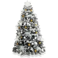 LAALU Geschmückter künstlicher weihnachtsbaum mit 133 Stk Kugeln POLAR GOLD 210 cm mit Metallständer