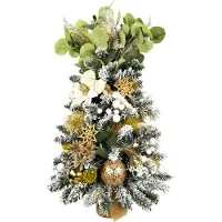 LAALU Künstlicher Weihnachtsbaum 60 cm mit LED-Beleuchtung, CHAMPAGNEGLANZ, mit 50 Weihnachtsbaumschmuck, Pflanztopf mit Jutesack