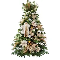 LAALU Künstlicher Weihnachtsbaum 180 cm, CHAMPAGNEGLANZ, mit 106-teiligem Weihnachtsbaumschmuck, inkl. Metallständer und Aufbewahrungsbox