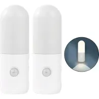 Slyrun 2 Stück Kabelloses Nachtlicht LED, Bewegungs und Lichtsensor, 3 Lichtfarben, dimmbar, für Schlafzimmer & Schrank