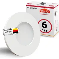 Maxkomfort GmbH 6er SET LED Treppenbeleuchtung aus Aluminium für Schalterdosen 0,5W warmweiß Rund Stufenbeleuchtung Treppenlicht Wandleuchten 6103R-WH