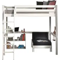 58 aufm Kessel Hochbett Karolina 209x215x190 Kinderbett Massivholz+MDF Weiß