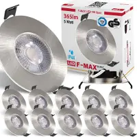 Maxkomfort GmbH 12 x Maxkomfort F-MAX SL90-F Einbauspot 3-Stufen-dimmbar IP44 5W Eisen gebürstet