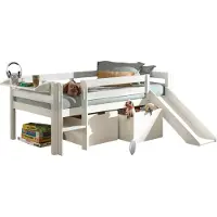 58 aufm Kessel Kojenbett mit Rutsche Karolina 208x175x83 Massivholz Weiß