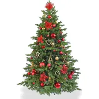 LAALU Künstlicher Weihnachtsbaum 210 cm, WEIHNACHTSSTERNE, mit 106-teiligem Weihnachtsbaumschmuck, inkl. Metallständer und Aufbewahrungsbox