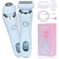 Kuny Rasierer Damen Elektrisch, 2 in 1 Intimrasierer für Frauen Elektrisch Rasierer, IPX7 Wasserdicht, Kabelloser UBS Nass/Trocken Epilierer