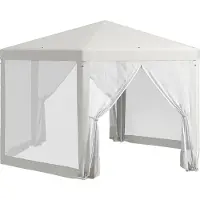 Xdovet Pavillon mit Moskitonetz 6-eckig Partyzelt Gartenpavillon für Gartenfeiern & Veranstaltungen 3,94x3,412x2,5m Creme