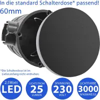 Maxkomfort GmbH 6 x Moderne LED Treppenbeleuchtung rund 2,5W Schwarz - 6107R-BK