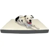 Pillows24 - Ergonomisches Hundebett mit Flauschiger Oberfläche - L (90x70 cm) in weiß/grau - Abnehmbarer Bezug mit Reißverschluss, Waschbar