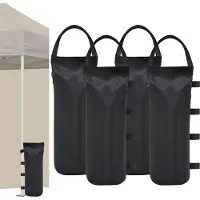 BundiGlassware Gewichtskapazität 112 Pfund, extra große Gewichte für Pop-up-Pavillons, Sandsäcke für Pop-up-Überdachungszelte, Pergolen, sofortige Überdachungen im Freien, 4er-Pack, Schwarz (ohne Sand) Dunkelschwarz