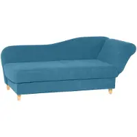 58 aufm Kessel Recamiere mit Armteil rechts klappbar Katia Bezug Veloursstoff Buche natur / petrol 22700