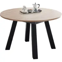 58 aufm Kessel Esstisch Rund ausziehbar Edda 3 130 x 130 x 78 Küchentisch Schwarzstahl/Asteiche 13535-130