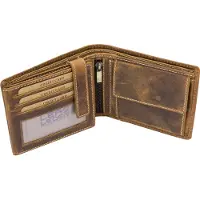 LEAS Portmonee Herren Geldbörse natur im Querformat mit RFID Schutz Echt-Leder - Vintage-Collection 12,5x9,5x3cm (BxHxT) (dark cognac)