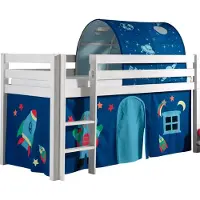 58 aufm Kessel Kinderbett Karolina 210x114x106 Massivholz Weiß Textilset Astro 2