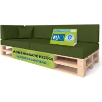 Pillows24 - Palettenkissen mit abnehmbarem Bezug - 6ER SET | Polster für Europaletten 120x80 Sofa - Wasserfest - Outdoor/Indoor | Grün