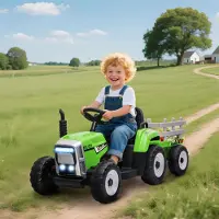 Xdovet Elektro-Kindertraktor mit Eltern-Fernbedienung Max. Geschwindigkeit von 6 km/h Elektrischen Kinderauto Elektroauto Grün + Schwarz