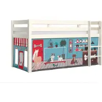 58 aufm Kessel Kinderbett Karolina 210x114x106 Massivholz Weiß Textilset Pet Shop