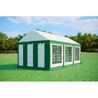 Pártystany-Jiín s.r.o. Partyzelt 3x6m - PVC PREMIUM Feuerfest - Grün und Weiß