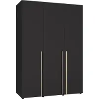 Ravio Kleiderschrank ARNI 150 cm Schwarz 3-Türig Drehtürenschrank Kleiderstange Modern