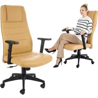 Di volio Bürostuhl Adelo Beige, ergonomischer Schreibtischstuhl mit Höhenverstellung, max. Körpergewicht 150 kg, Chefsessel auf Lenkrollen