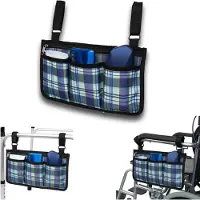 OD19 Rollstuhltasche für Armlehne - Rollstuhl Tasche für Rollstuhlarmlehnen, Wasserdichte Tragbare Rollertasche mit 4 Fächern