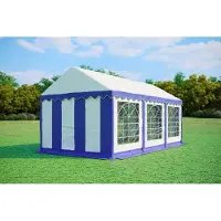 Pártystany-Jiín s.r.o. Partyzelt 3x6m - PVC Standard Feuerfest - Blau und Weiß