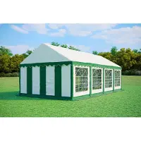 Ambitent Partyzelt 4x8m - PVC Premium Feuerfest - Grün und Weiß
