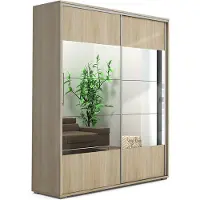 BM-Möbel A17 Schlafzimmerschrank mit 2 Schiebetüren, Spiegel - Sonoma - 150 x 62 x 245 cm