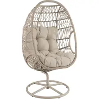 Di volio Gartensessel ORTA - beige, Lounge Sessel aus PE-Rattan mit Stahlgestell, bequem & wetterfest