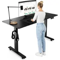 Di volio Höhenverstellbarer Schreibtisch Biago, 140 x 60 cm, elektrischer Computertisch bis 80 kg belastbar, ideal fürs Home-Office - Schwarz