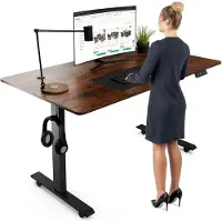 Di volio Höhenverstellbarer Schreibtisch Rapalo - braun, 140 x 80 cm, Computertisch fürs Home-Office, elektrischer Bürotisch bis 80 kg belastbar