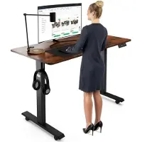 Di volio Höhenverstellbarer Schreibtisch Amone, 120 x 60 cm, ideal fürs Home-Office, elektrischer Computertisch bis 80 kg belastbar - Braun