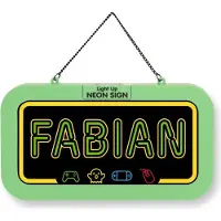 History & Heraldry GmbH LED Leuchtschild Neonschild mit Namen , Leuchtende Wanddekoration mit Batterie, 18,7x10,3x1,6cm - Fabian