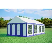 Ambitent Partyzelt 4x8m STANDARD - feuerhemmend - Blau-Weiß