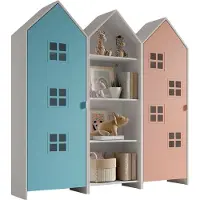 58 aufm Kessel Regalschrank Set Kania 173x37x171 Standregal MDF Weiß /Bunt