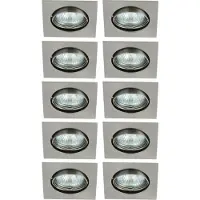 NCC-Licht 10 x Einbaustrahler Einbauleuchte LIZZY DT10 Chrom matt eckig max. 35W ohne Leuchtmittel schwenkbar