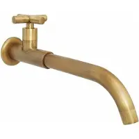 BundiGlassware Kaltwasserhahn aus Messing zur Wandmontage, antiker langer Gartenhahn, 360° schwenkbarer Mischbatteriehahn mit Kreuzgriff für Küchenspüle, Wischmopp, Waschbecken, gebürstetes Nickel