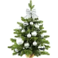 LAALU Künstlicher Weihnachtsbaum 60 cm mit LED-Beleuchtung, GOLDWEIHNACHTEN II, mit 34 Weihnachtsbaumschmuck, Pflanztopf mit Jutesack